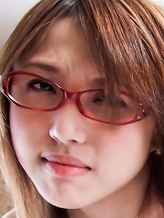 Glasses clad Rino Mizusawa has her pussy filled with jizz